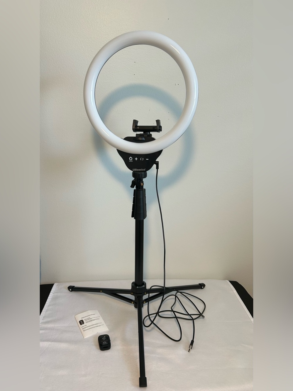 White LED Ring Light with Tripod and Phone Mount
